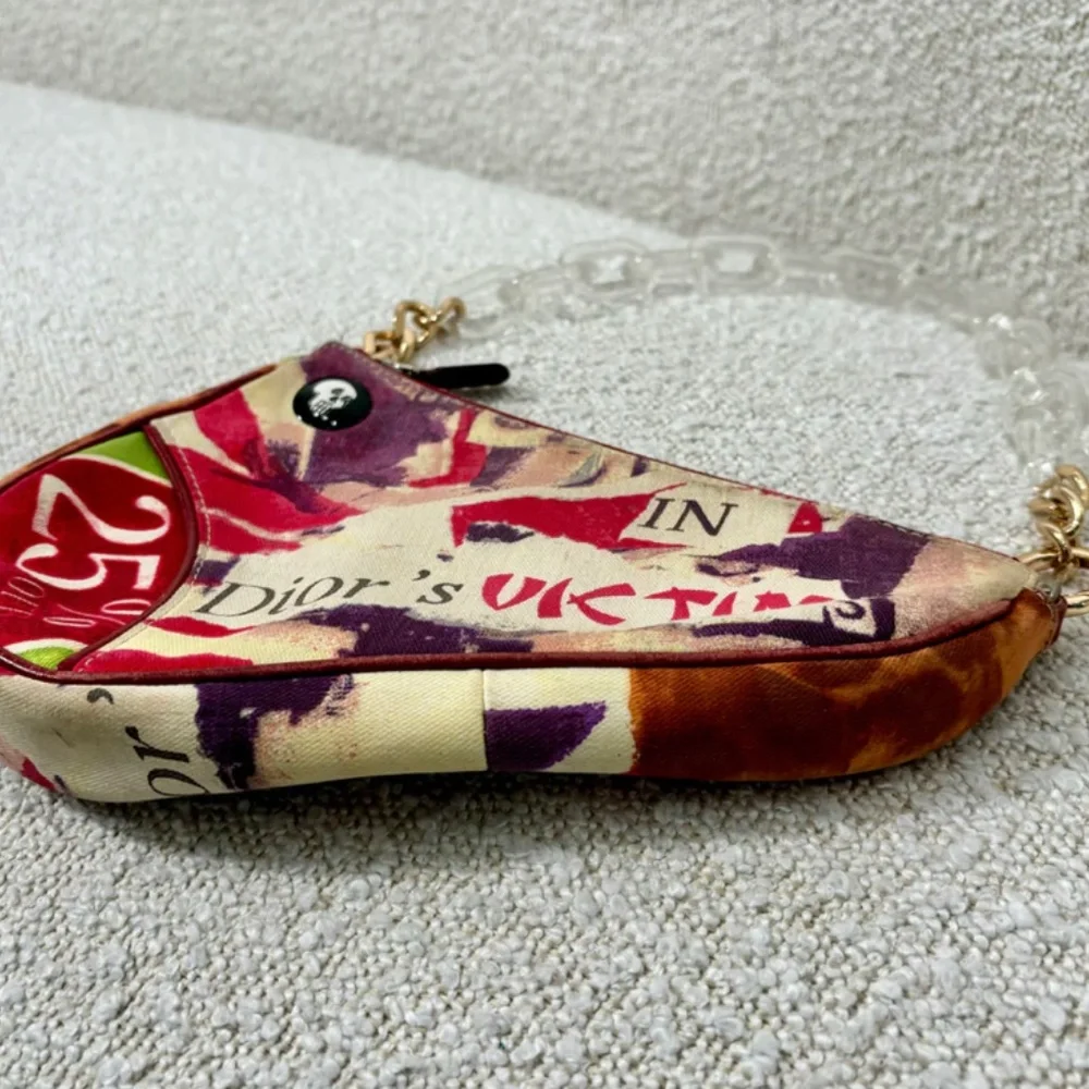 Authentic Dior Mulitcolour Canvas Le Victim Mini Saddle Bag Pochette - Picture 4 of 9